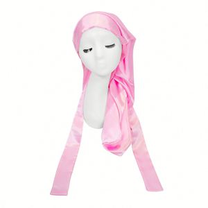 Gorros de Dormir de Seda de Leche de Doble Capa con Cola Redonda y Correa Ajustable, Gorro de Noche Suave y Transpirable para Mujeres y Hombres, Protección para el Cabello - Product Image 2