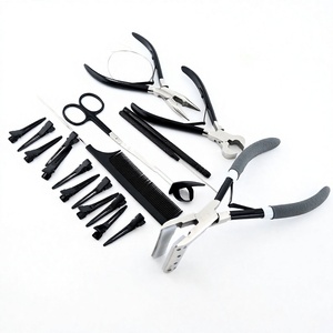 Peine de cola de rata de etiqueta privada, cortador de unión de queratina, herramienta de separación de cabello para tijeras de corte de dedo e hilo, también 12 clips de sección - Product Image 1