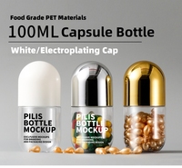 Bouteille de 100 ml en PET pour suppléments vitaminiques, pilules et médicaments, personnalisable avec logo, la plus vendue, avec bouchon à clapet