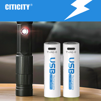 بطاريتان قابلتان للشحن عبر USB من نوع C18650 من CITICITY، بطاريات ليثيوم نيكل مونغنيك كربون أكسيد 7400 مللي واط ساعة، 3.7 فولت، أكثر من 1200 دورة شحن، مناسبة للألعاب