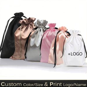 Sacs cadeaux en soie, pochettes en satin à cordon, sacs de rangement de luxe pour bijoux, cosmétiques, maquillage, téléphones portables, chaussures, emballages pour entreprises - Product Image 2
