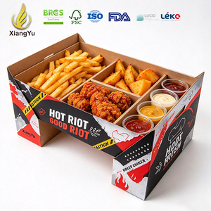 Boîte d'emballage personnalisée pour repas de poulet, plateau <span class=keywords><strong>alimentaire</strong></span> en carton trois pièces pour les combos <span class=keywords><strong>à</strong></span> emporter des chaînes de poulets frits, promotions de marque - Product Image 1