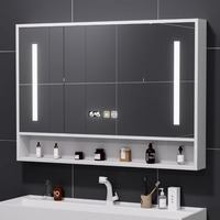 Kabinet Kamar Mandi Kaca Modern Ramah Lingkungan Kustom OEM, Unit Penyimpanan Gantung Dinding dengan Cermin Pintar Berlampu