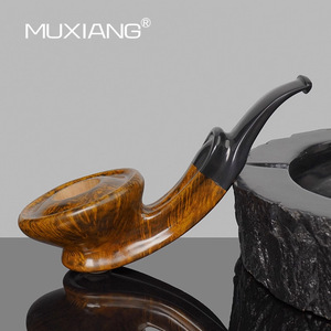 Custom Made Briar Wood Pipe Bent Type Gold Glossy Surface Tobacco Pipe For Men Traditional Smoking Accessory - Product Image 4