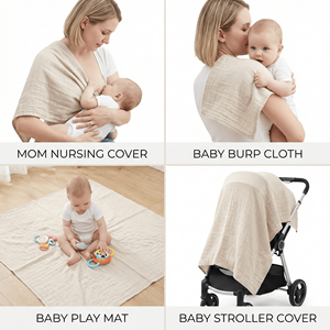 Mantas Multiusos OEKO-TEX 100 al por Mayor, Manta para el Cuidado Diario, Cubre Cochecito, Paño para Eructos, Envoltura <span class=keywords><strong>de</strong></span> Muselina Personalizada - Product Image 4