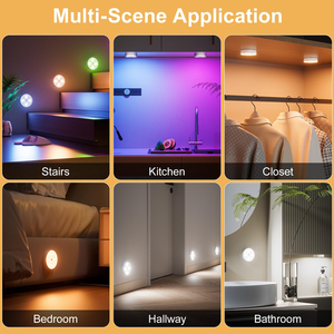 RGB Puck <b>Lights</b> with Remote & Motion <b>Sensor</b>,Rechargeable Under Cabinet Lighting for Kitchen, Closet Magnetic Stick-On <b>Lights</b> - Product Image 6