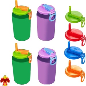 High Quality <b>Plastic</b> Crafts Can Covers with <b>Straws</b> New Arrival Drinkware Accessories for Soda Wine Bars Parties-Free Sample - Product Image 5