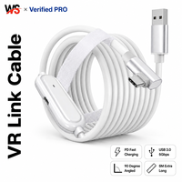 Cable de Extensión VR Link de 5M (16FT) USB 3.0 a Tipo C de 90 Grados, Alta Velocidad 5Gbps, Carga Rápida para Auriculares Meta Quest 2, 3 y Pico 4