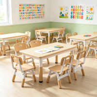 Ensemble chaise et bureau d'apprentissage pour enfants, table d'étude multicolore en imitation bois avec pieds antidérapants, mobilier pour enfants sûr et non toxique