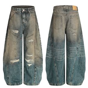 Jeans Machete de hombre de cintura alta, de pierna ancha y holgados, con acabado metálico lavado, de poliéster/nailon, para verano e <span class=keywords><strong>invierno</strong></span>, estilo urbano neutro de diseño avanzado. - Product Image 3