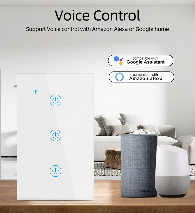 Zigbee US Standard 1 Gang 110-240V Google Alexa Smart Light Switch
