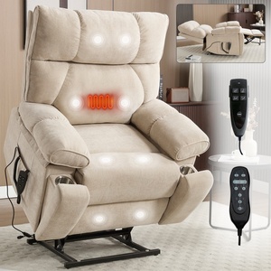 Fauteuil inclinable électrique beige en chenille robuste avec double moteur, positions infinies, massage chauffant et <span class=keywords><strong>8</strong></span> points de vibration - Product Image 3