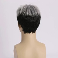 Perruque Homme Tendance Européenne et Américaine, Courte, Couleurs Mixtes, Style Texturé, Volumineuse, Cheveux Raides, Élégante, Moelleuse, en Fibre Synthétique