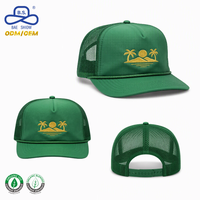 Casquettes de camionneur personnalisées brodées de qualité supérieure OEM avec logo de marque privée, motifs, dos en maille, visière plate avec corde pour promotion de marque