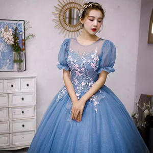 Vestidos de noche para dama, vestidos formales de fiesta, falda de graduación para mujer, encaje de flores, línea A, mangas cortas elegantes - Product Image 4