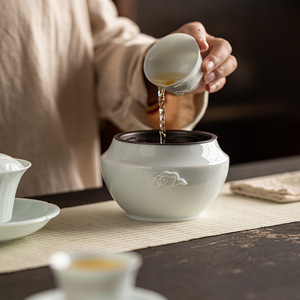 Hutian Kiln Yingqing Ceramic <b>Tea</b> Dregs Jar With Lid For Kung Fu <b>Tea</b> <b>Set</b> Accessories 120ml - Product Image 2
