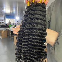 50g Tresses Bohèmes avec Boucles de Cheveux Humains, Cheveux Bruts en Gros pour Tresses, Extensions de Cheveux Ondulés Profonds Prêtes à l'Expédition