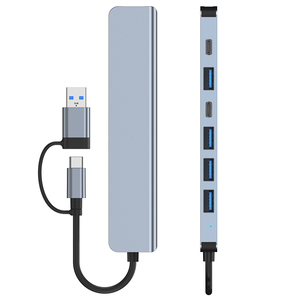 Hub USB-C 7 en 1 en aluminium, USB 3.0 et 2.0, station d'accueil multiport, séparateur de type C, <span class=keywords><strong>adaptateur</strong></span> PD, hub USB - Product Image 4