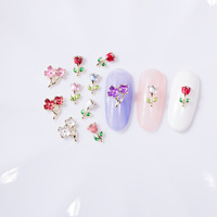 Décorations de manucure en alliage métallique argenté et doré de haute qualité, en gros, en vrac, pour bijoux, fleurs 3D et breloques pour nail art