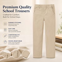 Pantalon d'uniforme pour garçons à taille élastique, antibactérien, sans couture, en fibre de polyester, pour l'école/le travail, plusieurs couleurs personnalisables