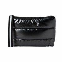 Pochette de maquillage tendance personnalisée avec logo imprimé, sac de toilette matelassé en polyester, sac de maquillage gonflé pour les voyages