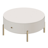 Table basse de salon simple et compacte, style crème, ronde, en ardoise, à double plateau, pour appartement