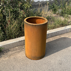 Grands pots de fleurs ronds extérieurs en acier corten Jardinières en métal bon marché pour la maison, le jardin et le parc Résistant aux intempéries à vendre - Product Image 1