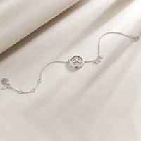 Brazaletes populares para jóvenes, pulseras colgantes de estilo moneda exquisita, de plata de ley, informales