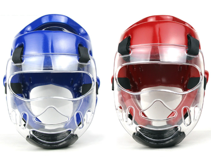 Шлем из искусственной кожи для тхэквондо с защитной маской для лица шлем для тхэквондо