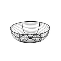 Panier de rangement pour fruits en fer forgé noir minimaliste, rond, à un seul niveau, tressé avec trois billes d'acier, drainable, pour la maison