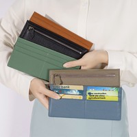 Dompet Kulit Asli Ultra Tipis Lintas Batas Gaya Jepang Korea Modis Tempat Kartu Wanita Panjang Bergaya Korea dengan Banyak Slot Kartu