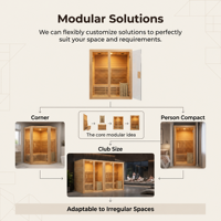 Ploutara 180cm Sauna Eléctrica Híbrida de Vista Panorámica, Diseño Modular de Grado Profesional para Proyectos Multi-Unidad y Gimnasios Comerciales