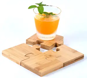 Bamboo Puzzle Coasters For Drinks Beverage Placemats for Coffee Drinks Table Protection Heat Resistant Trivet for Hot Pots Pans