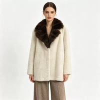 Veste tendance en fausse fourrure à chevrons en V pour femme, style Instagram, manteau épais et chaud en vison synthétique, vêtement de luxe en fourrure couleur terre