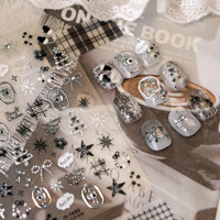 Autocollants pour ongles de Noël 5D mignons et amusants TSZS, motifs en relief de bonbons de Noël, ours, Père Noël, autocollants adhésifs pour ongles, manucure DIY