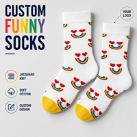 Chaussettes fantaisie à motif amusant personnalisé pour hommes et femmes, en coton doux tricoté jacquard, avec visage souriant, côtelées, chaussettes originales OEM ODM