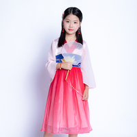 Robe de Hanfu pour filles avec broderie de lotus, tissu princesse, bordure contrastée, Hua Mulan, robe de Noël pour les célébrations culturelles des enfants