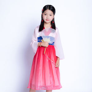 <span class=keywords><strong>Robe</strong></span> de Hanfu pour filles avec broderie de lotus, tissu princesse, bordure contrastée, Hua <span class=keywords><strong>Mulan</strong></span>, <span class=keywords><strong>robe</strong></span> de Noël pour les célébrations culturelles des enfants - Product Image 2