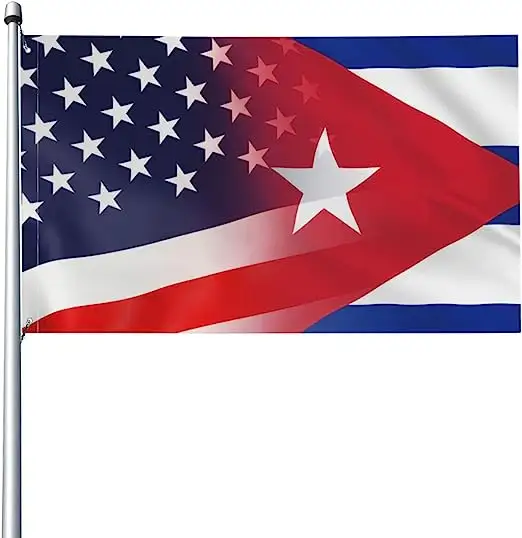 Cubano e bandeira dos Estados Unidos 3x5 pés Bandeiras internas e exteriores decorativas em cores brilhantes e anti desvanecimento UV