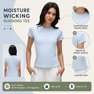 T-shirt de course personnalisé pour femme avec logo, anti-humidité, manches courtes, haut de sport, vêtement de yoga pour femme, tenue de sport en gros - Product Image 4