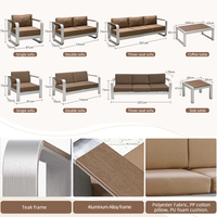 Ensemble de canapés d'extérieur haut de gamme en aluminium thermolaqué écologique WPC pour patio, jardin, cour, 8 places