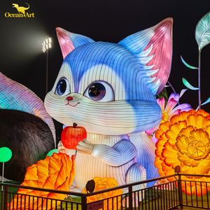 โคมไฟไหมจีนขนาดใหญ่พร้อมไฟ LED สำหรับเทศกาลคริสต์มาส ดิวาลี และวันขอบคุณพระเจ้า - สีสันปรับแต่งได้ ทนทาน และกันน้ำ - Product Image 5