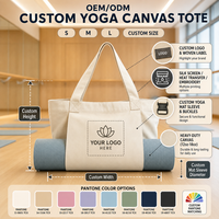 Tas Tote Kanvas Logo Kustom MOQ Fleksibel untuk Matras Yoga, Fitness, Gym, dan Pilates dengan Kotak Penyimpanan Matras Depan Jahitan X