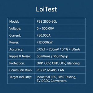 แหล่งจ่ายไฟแบบสองทิศทาง PBS 2500-80L 500V 80A 12kW พร้อมระบบจำลองแบตเตอรี่สำหรับการทดสอบ DCDC และชุดแบตเตอรี่ - Product Image 3