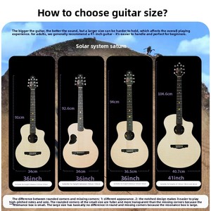 Chitarra Acustica Natasha Solar System Mercury Saturn Black Hole HPL Completamente in Legno Massello 36 Pollici 41 Pollici Tastiera in Ebano per Principianti - Product Image 3