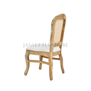 Chaises de mariage vintage empilables avec dossier en rotin pour table à manger en bois - Product Image 4