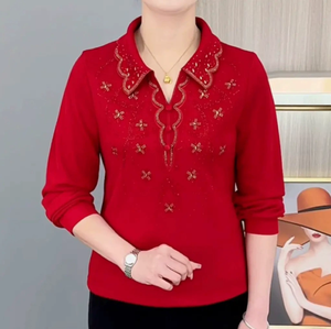 Camicetta da <span class=keywords><strong>donna</strong></span> fantasia stile coreano a manica lunga di alta qualità camicetta di grandi dimensioni allentata di ultimo Design elegante da <span class=keywords><strong>donna</strong></span> - Product Image 5