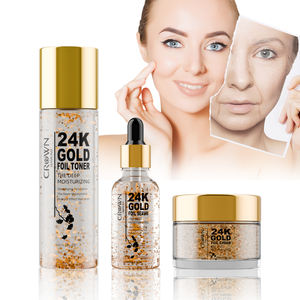 Oem Private Label Hydraterende Verhelderende Gezichtsset Anti Veroudering Rimpel Acne Gezicht Whitening Collageen 24K Goud Huidverzorgingsset - Product Image 1