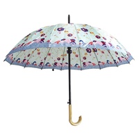 Parapluie bâton en métal coloré élégant Guatemala tache Poly rond 16 côtes noir parapluie droit dans un parapluie design coloré