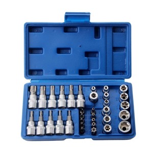 34 Piece <b>Socket</b> Bit Set 1/4 In Chrome Vanadium Steel <b>Impact</b> <b>Socket</b> Kit For Automotive Repair Mechanic Tools - Product Image 1